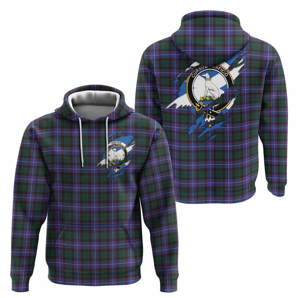 Hunter (Hunterston) Clan Crest In Me Tartan Hoodie Scotland Flag Style