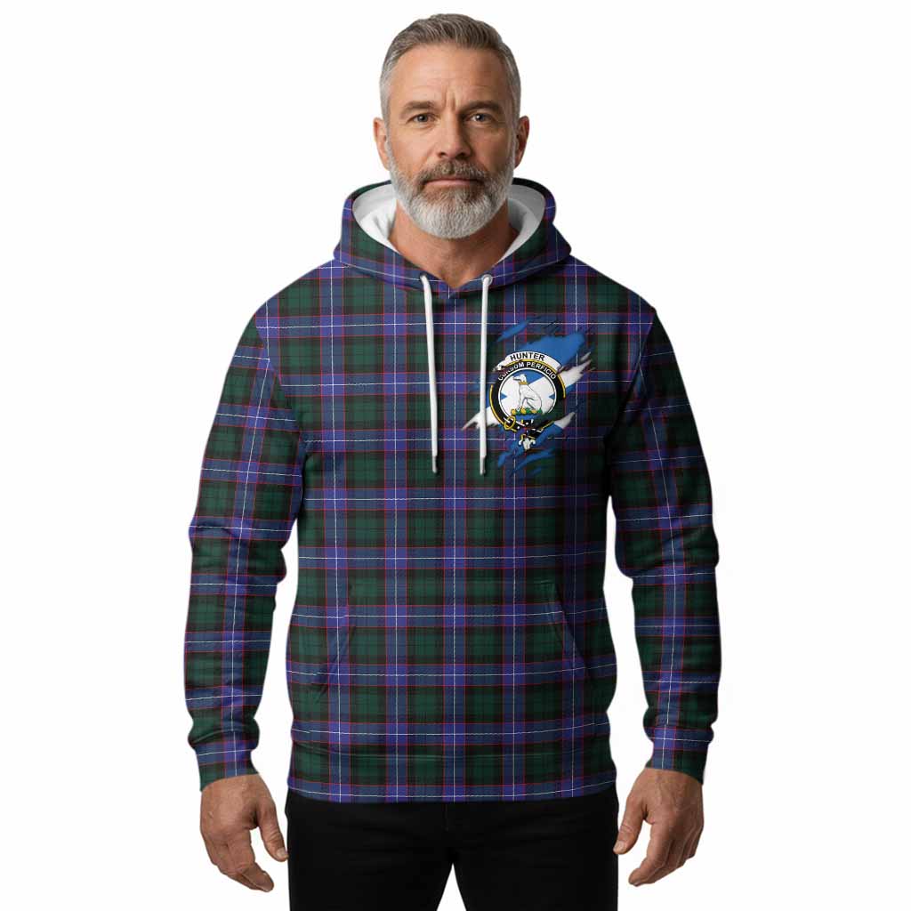 Hunter (Hunterston) Clan Crest In Me Tartan Hoodie Scotland Flag Style