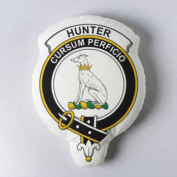 Hunter (Hunterston) Clan Crest Shaped Throw Pillow, Scottish Clan Badge Decorative Pillow