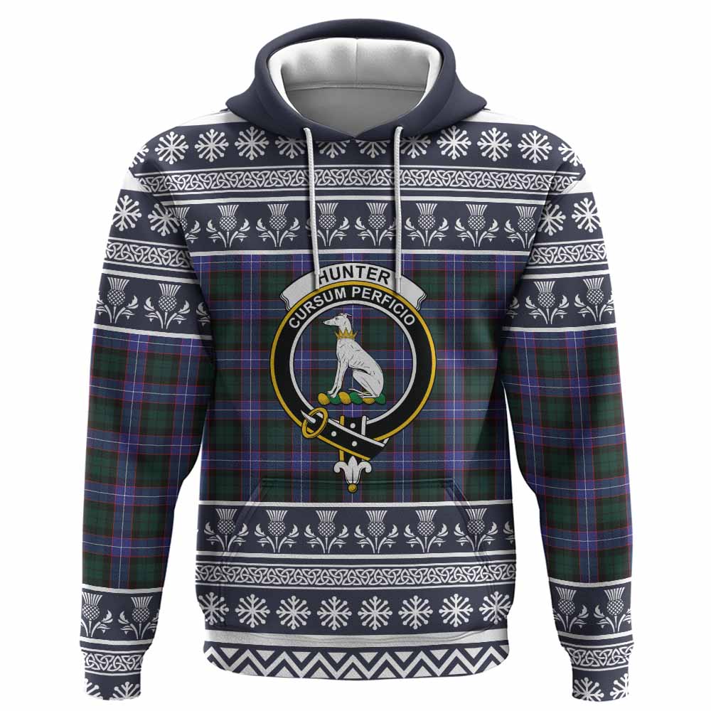 Hunter (Hunterston) Clan Tartan Christmas Hoodie with Family Crest - Tartan Vibes Clothing