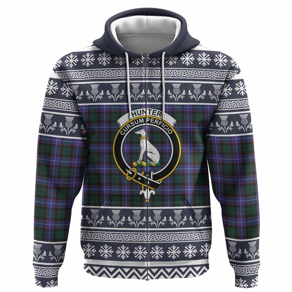Hunter (Hunterston) Clan Tartan Christmas Hoodie with Family Crest - Tartan Vibes Clothing
