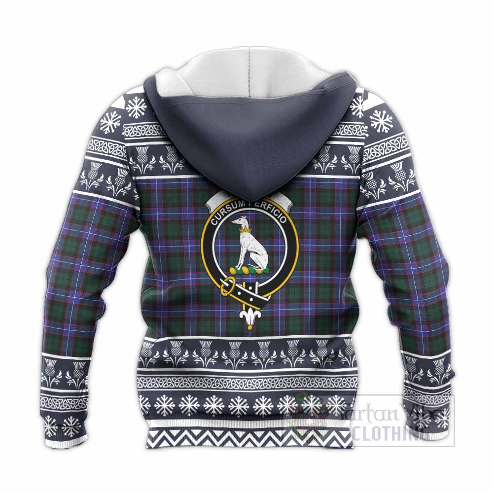 Hunter (Hunterston) Clan Tartan Christmas Knitted Hoodie with Family Crest - Tartan Vibes Clothing