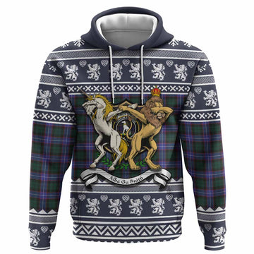 Hunter (Hunterston) Clan Tartan Crest Christmas Hoodie Coat of Arms Funny Style