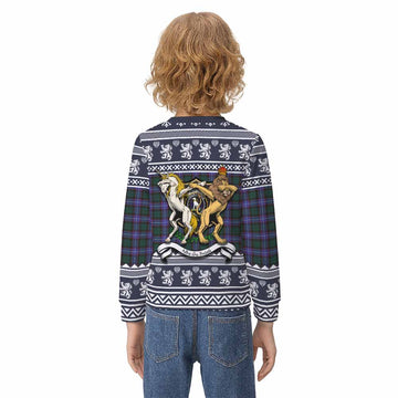 Hunter (Hunterston) Clan Tartan Crest Christmas Kid Ugly Sweatshirt Coat of Arms Funny Style