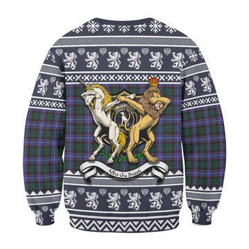 Hunter (Hunterston) Clan Tartan Crest Christmas Sweatshirt Coat of Arms Funny Style