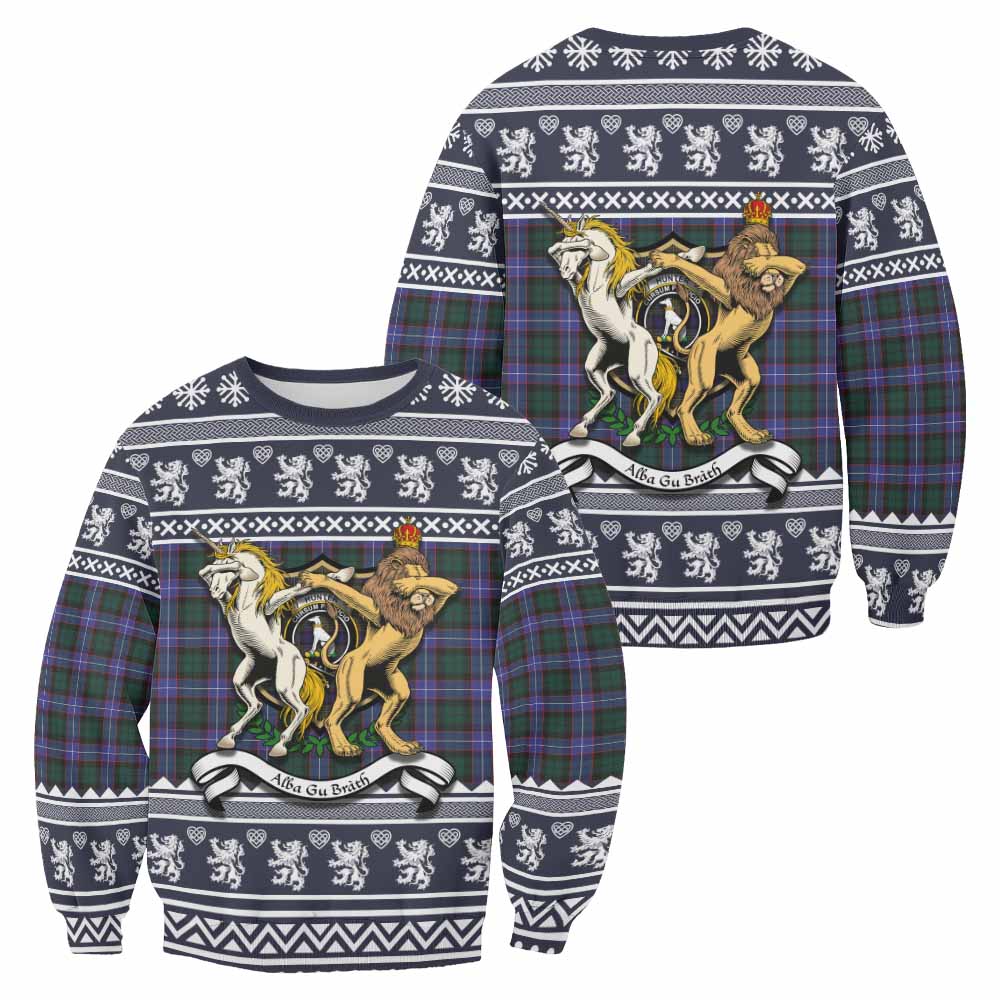 Hunter (Hunterston) Clan Tartan Crest Christmas Sweatshirt Coat of Arms Funny Style - Tartan Vibes Clothing