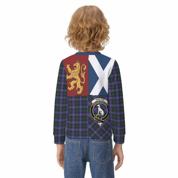 Hunter (Hunterston) Crest Tartan Kid Knitted Sweatshirt with Lion Rampant Saltire Style