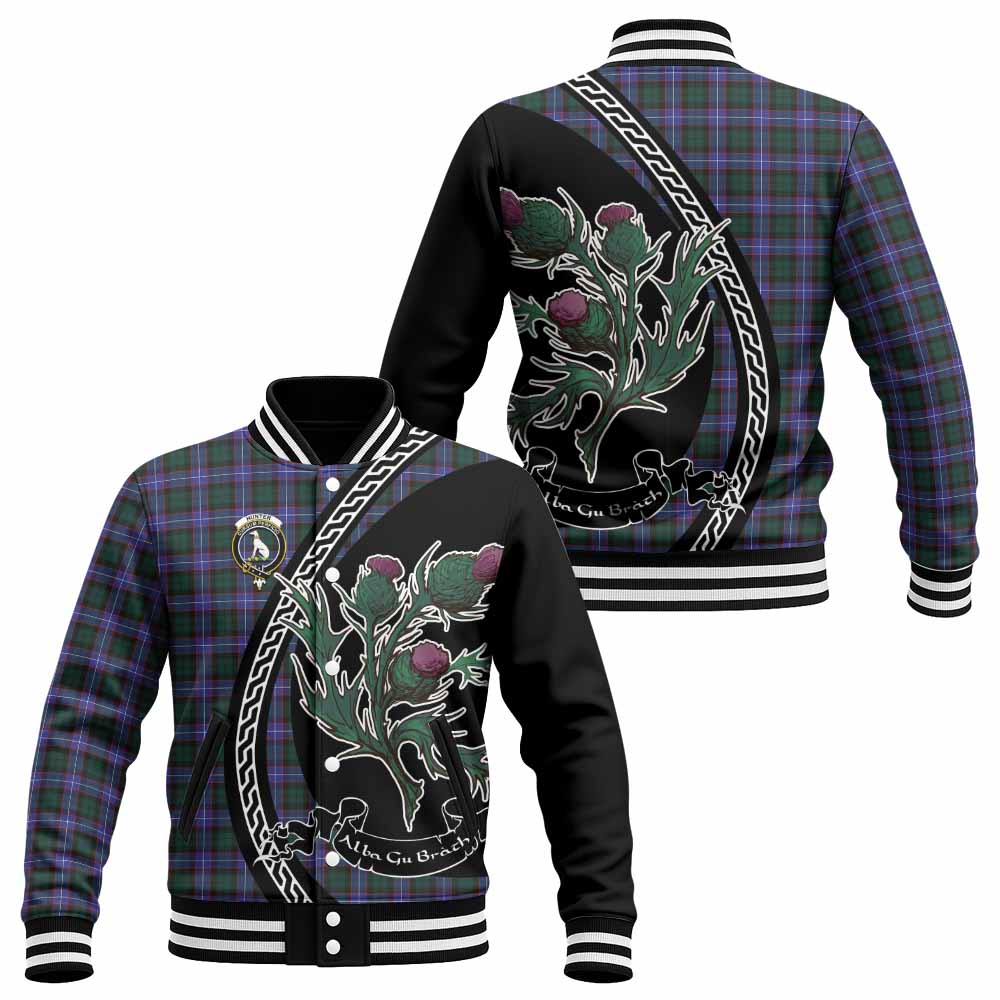 Hunter (Hunterston) Family Crest Tartan Baseball Jacket Alba Thistle Inspired - Tartan Vibes Clothing