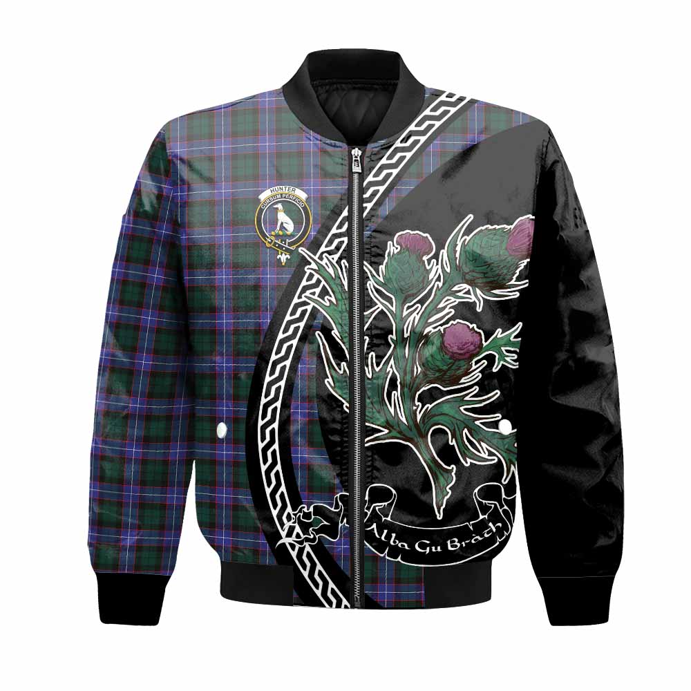 Hunter (Hunterston) Family Crest Tartan Bomber Jacket Alba Thistle Inspired - Tartan Vibes Clothing