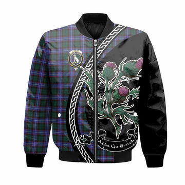 Hunter (Hunterston) Family Crest Tartan Bomber Jacket Alba Thistle Inspired