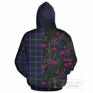 Hunter (Hunterston) Family Crest Tartan Cotton Hoodie Scottish Thistle Flower Pattern Half Style