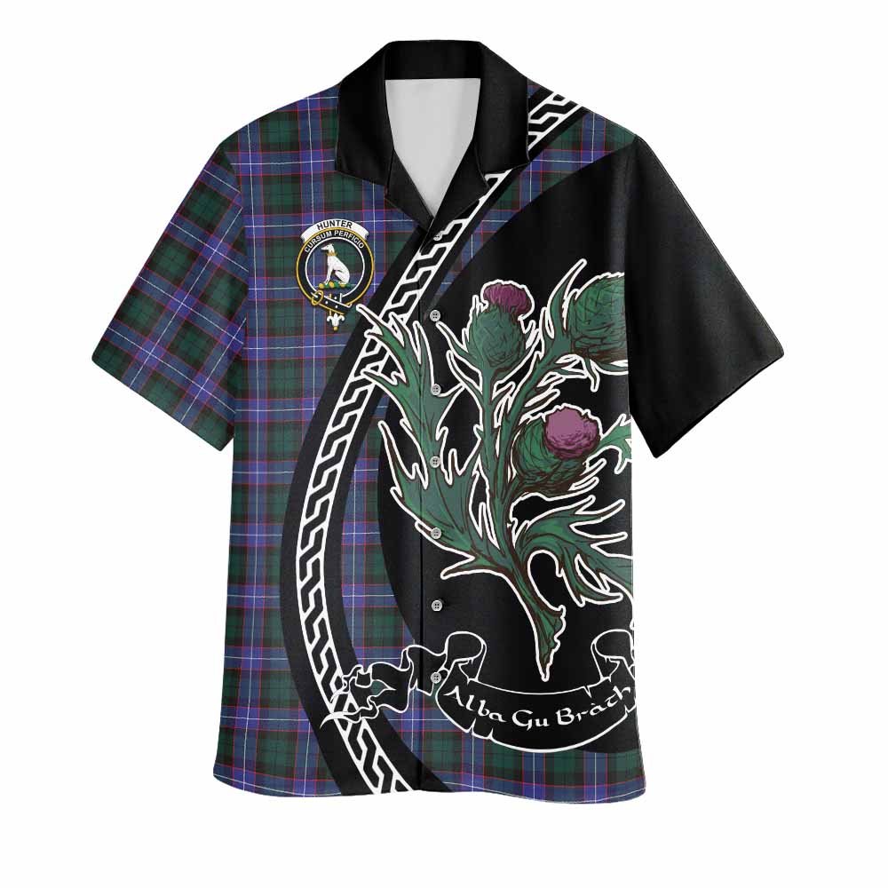 Hunter (Hunterston) Family Crest Tartan Hawaiian Shirt Alba Thistle Inspired - Tartan Vibes Clothing
