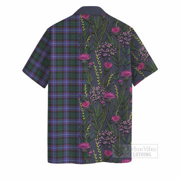 Hunter (Hunterston) Family Crest Tartan Hawaiian Shirt Scottish Thistle Flower Pattern Half Style - Tartan Vibes Clothing