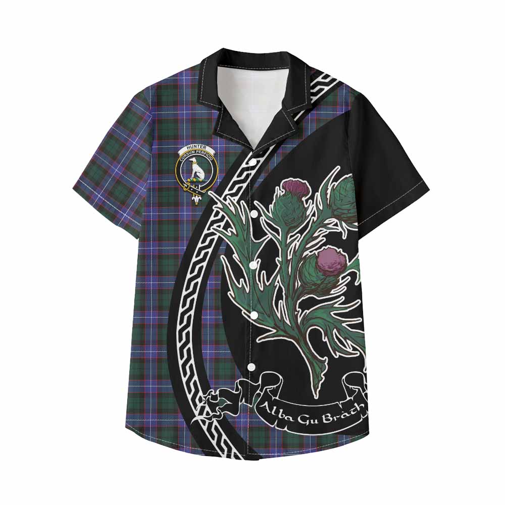 Hunter (Hunterston) Family Crest Tartan Kid Hawaiian Shirt Alba Thistle Inspired - Tartan Vibes Clothing