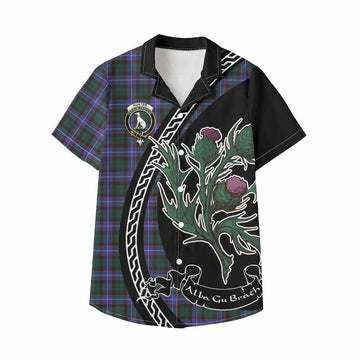 Hunter (Hunterston) Family Crest Tartan Kid Hawaiian Shirt Alba Thistle Inspired - Tartan Vibes Clothing