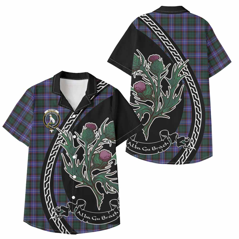 Hunter (Hunterston) Family Crest Tartan Kid Hawaiian Shirt Alba Thistle Inspired - Tartan Vibes Clothing