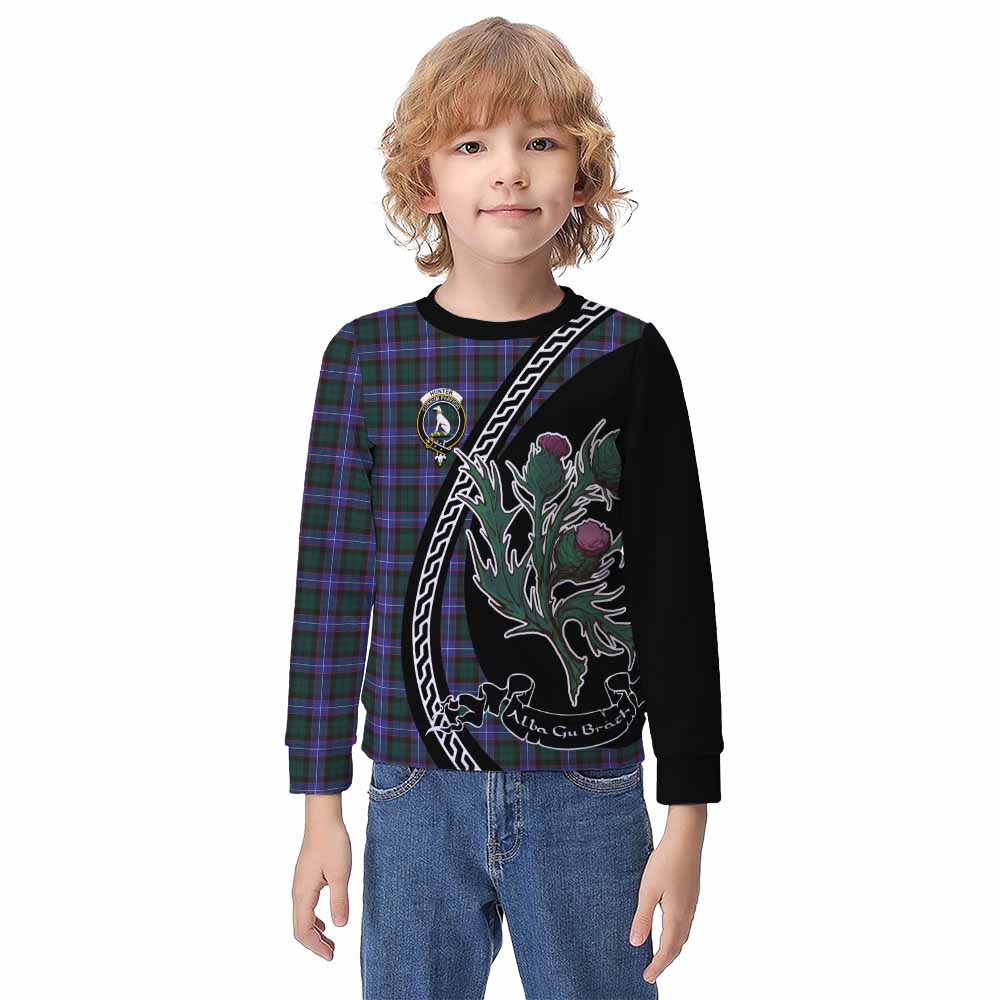 Hunter (Hunterston) Family Crest Tartan Kid Knitted Sweatshirt Alba Thistle Inspired - Tartan Vibes Clothing