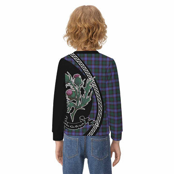 Hunter (Hunterston) Family Crest Tartan Kid Knitted Sweatshirt Alba Thistle Inspired