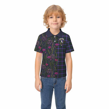 Hunter (Hunterston) Family Crest Tartan Kid Polo Shirt Scottish Thistle Flower Pattern Half Style - Tartan Vibes Clothing