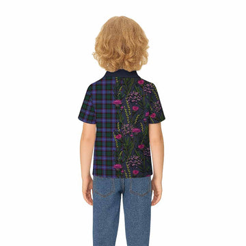 Hunter (Hunterston) Family Crest Tartan Kid Polo Shirt Scottish Thistle Flower Pattern Half Style - Tartan Vibes Clothing