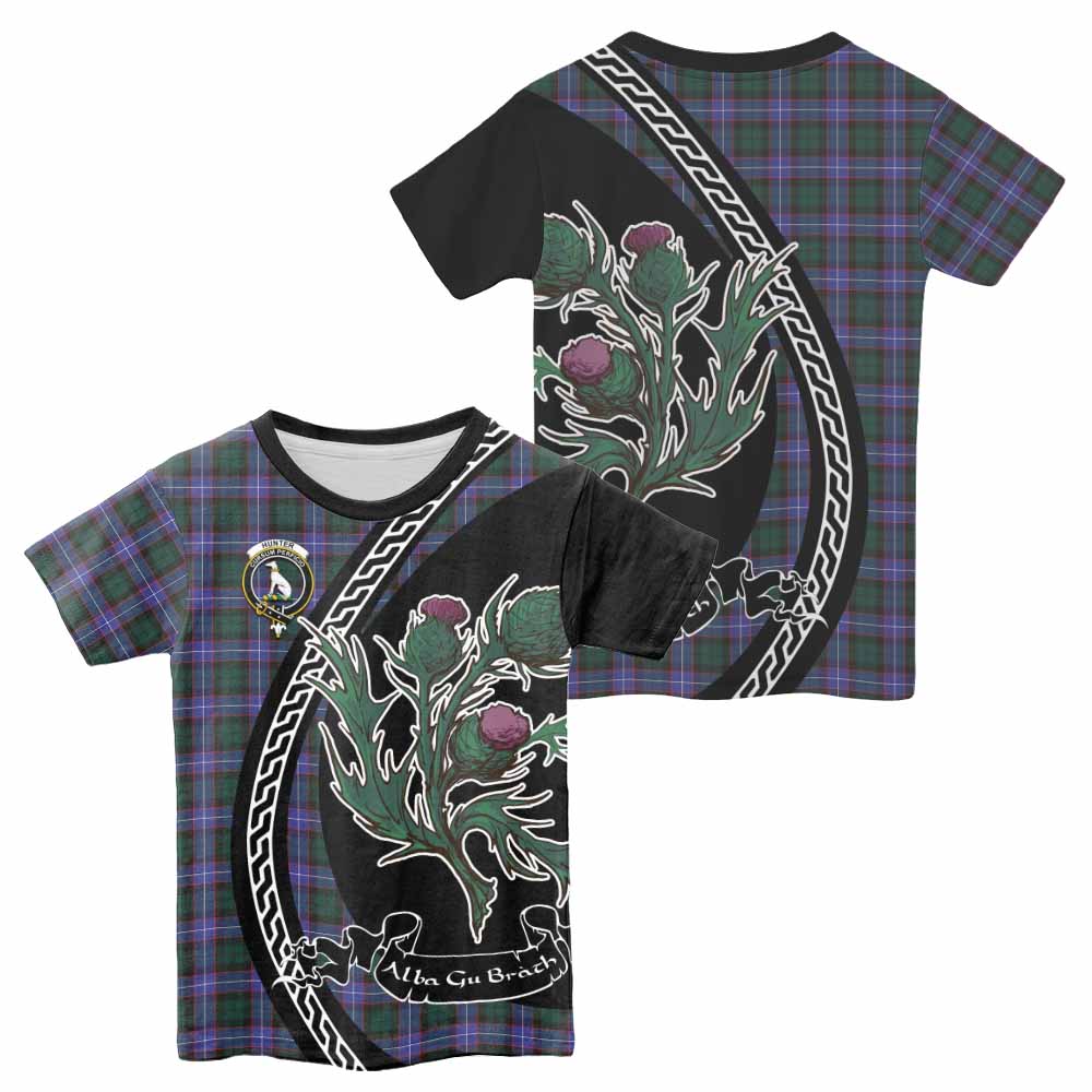 Hunter (Hunterston) Family Crest Tartan Kid T-shirt Alba Thistle Inspired - Tartan Vibes Clothing