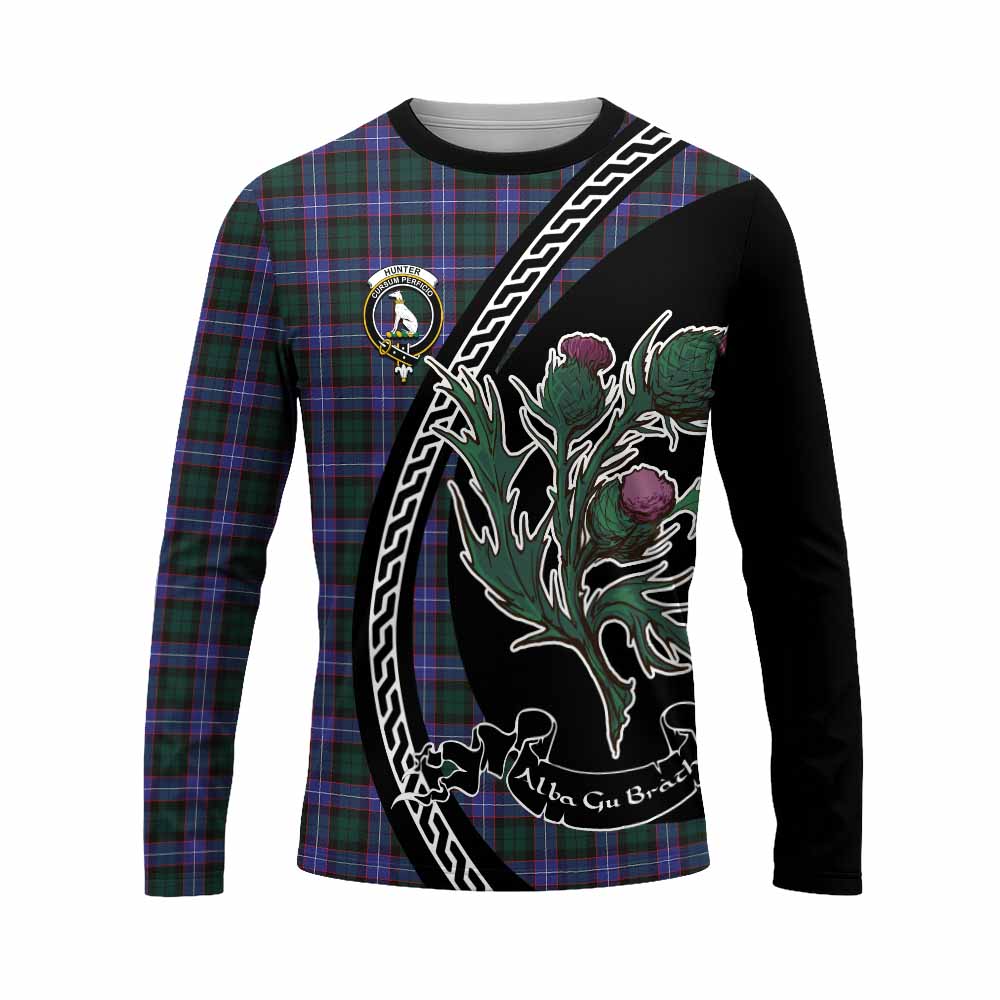Hunter (Hunterston) Family Crest Tartan Long Sleeve T-Shirt Alba Thistle Inspired - Tartan Vibes Clothing
