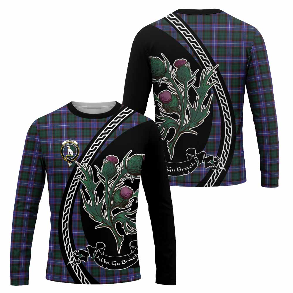 Hunter (Hunterston) Family Crest Tartan Long Sleeve T-Shirt Alba Thistle Inspired - Tartan Vibes Clothing
