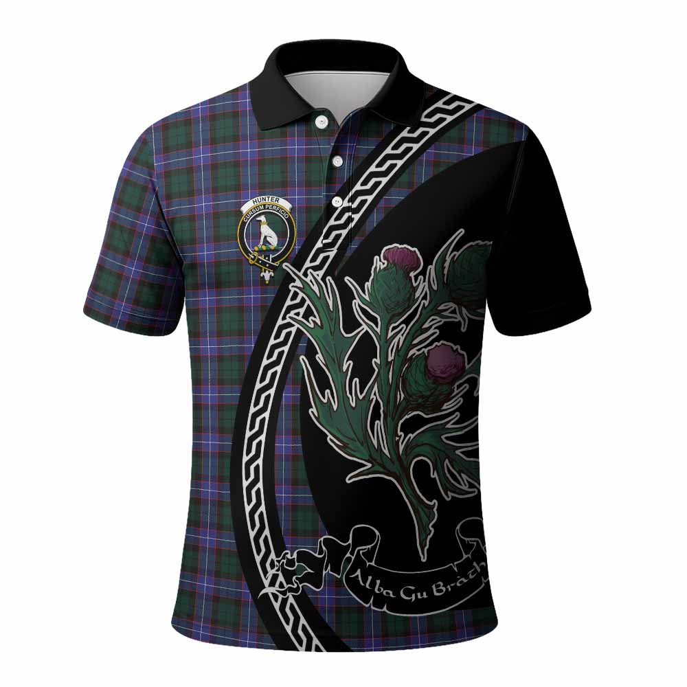 Hunter (Hunterston) Family Crest Tartan Polo Shirt Alba Thistle Inspired - Tartan Vibes Clothing