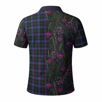Hunter (Hunterston) Family Crest Tartan Polo Shirt Scottish Thistle Flower Pattern Half Style
