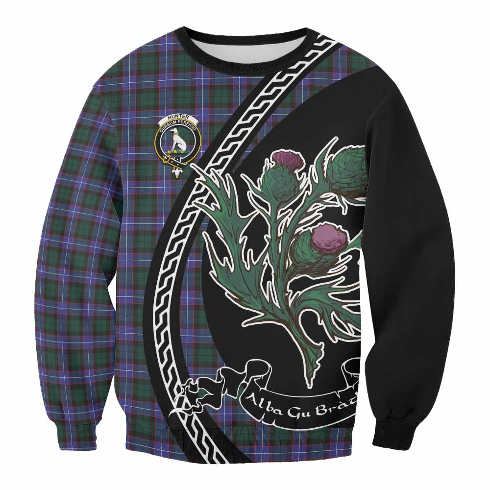 Hunter (Hunterston) Family Crest Tartan Sweatshirt Alba Thistle Inspired - Tartan Vibes Clothing
