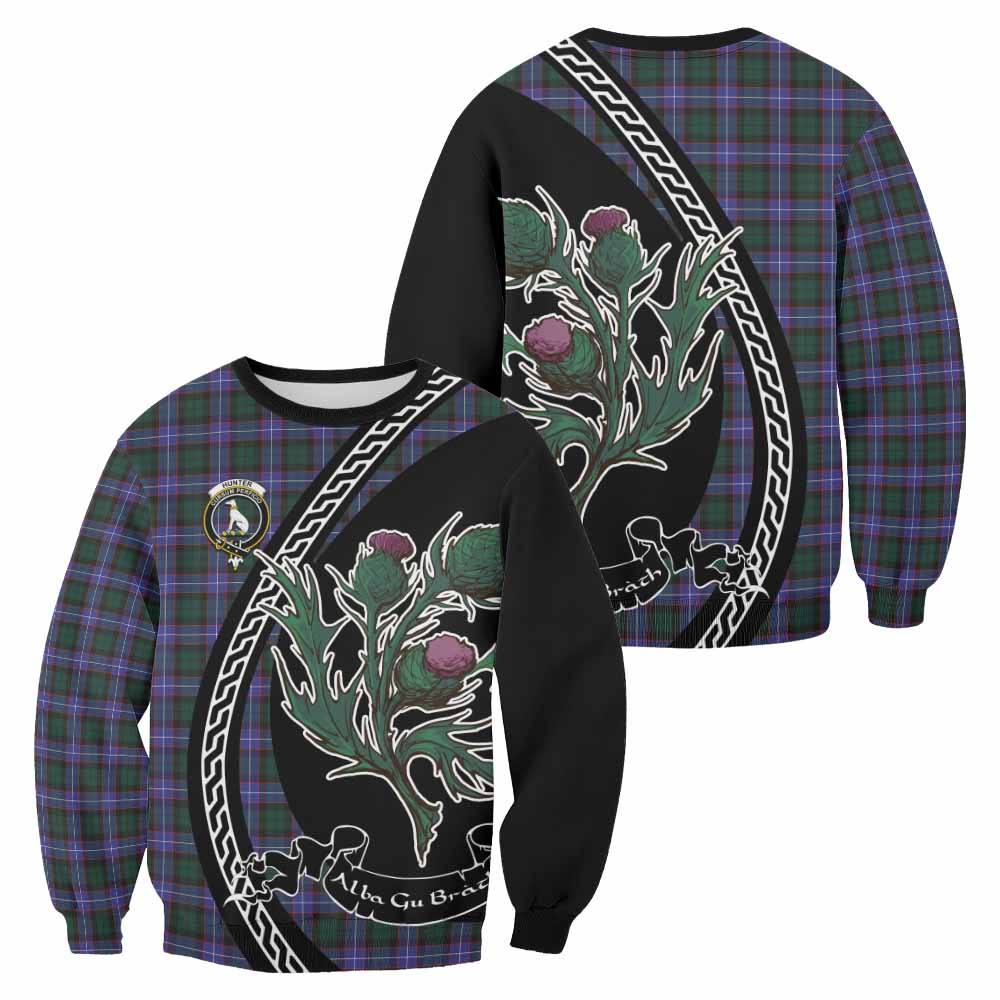 Hunter (Hunterston) Family Crest Tartan Sweatshirt Alba Thistle Inspired - Tartan Vibes Clothing