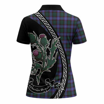 Hunter (Hunterston) Family Crest Tartan Women Polo Shirt Alba Thistle Inspired