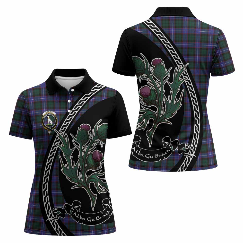 Hunter (Hunterston) Family Crest Tartan Women Polo Shirt Alba Thistle Inspired - Tartan Vibes Clothing