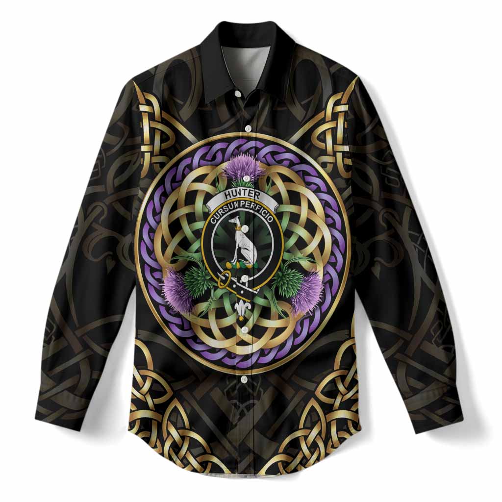 Hunter (Hunterston) Scottish Clan Crest Women Casual Shirt Celtic Scottish Thistle