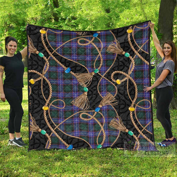 Hunter (Hunterston) Scottish Tartan Twisted Ropes Stylized Premium Quilt - Tartan Vibes Clothing