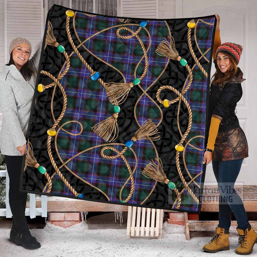 Hunter (Hunterston) Scottish Tartan Twisted Ropes Stylized Premium Quilt - Tartan Vibes Clothing