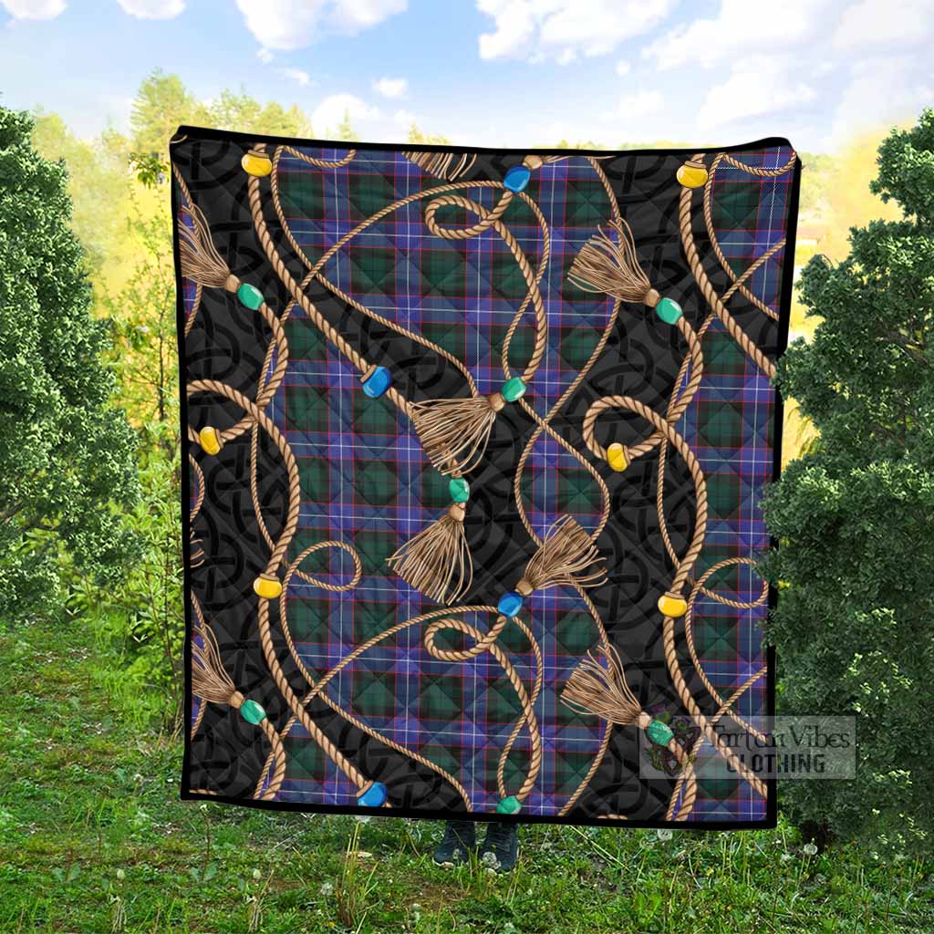 Hunter (Hunterston) Scottish Tartan Twisted Ropes Stylized Premium Quilt - Tartan Vibes Clothing