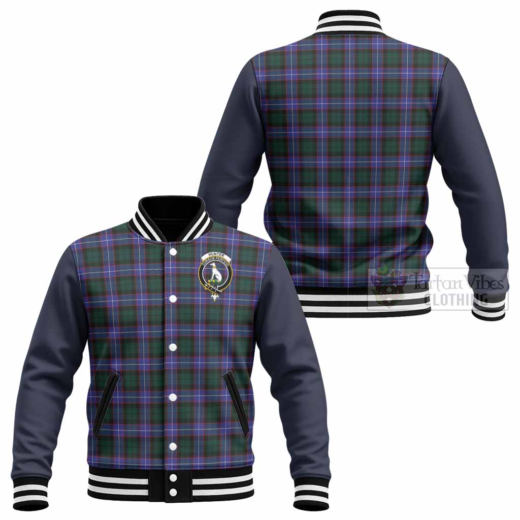 Hunter (Hunterston) Tartan Accent Baseball Jacket with Family Crest