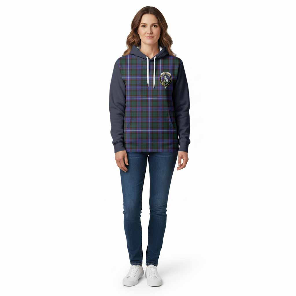 Hunter (Hunterston) Tartan Accent Cotton Hoodie with Family Crest