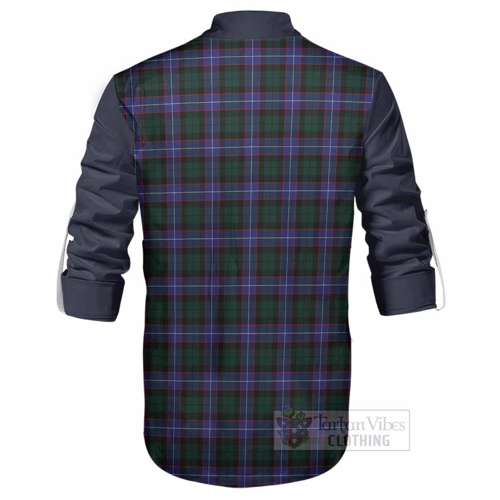 Hunter (Hunterston) Tartan Accent Ghillie Shirt with Family Crest
