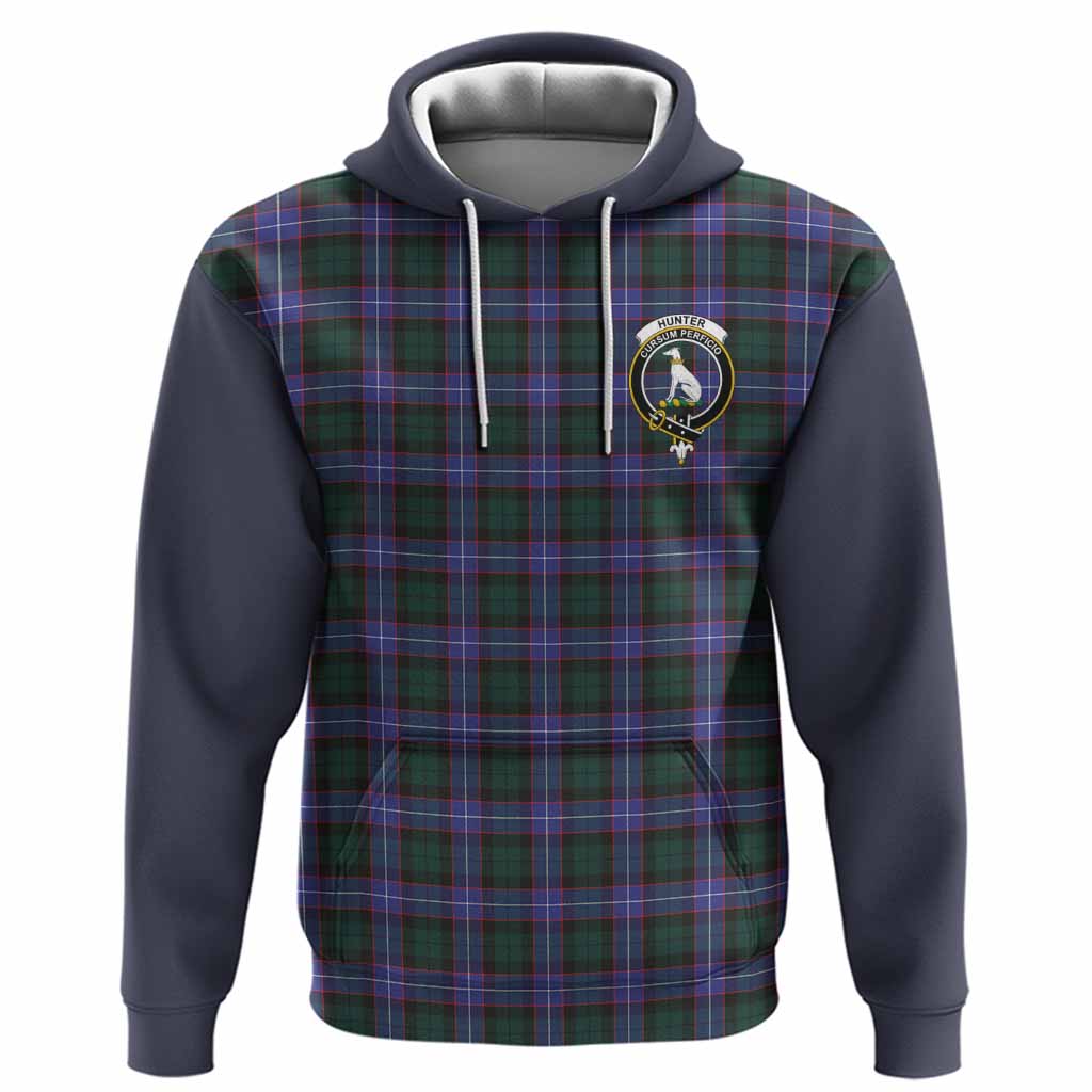 Hunter (Hunterston) Tartan Accent Hoodie with Family Crest