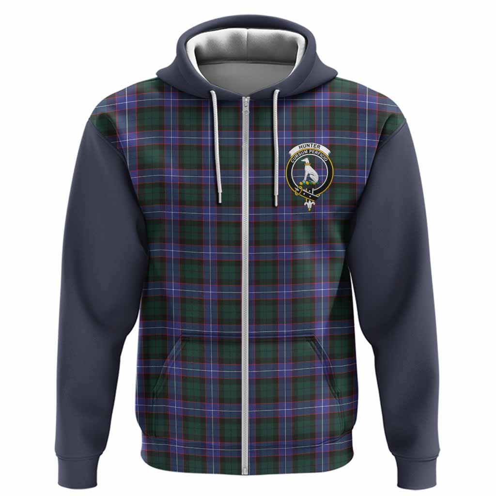 Hunter (Hunterston) Tartan Accent Hoodie with Family Crest