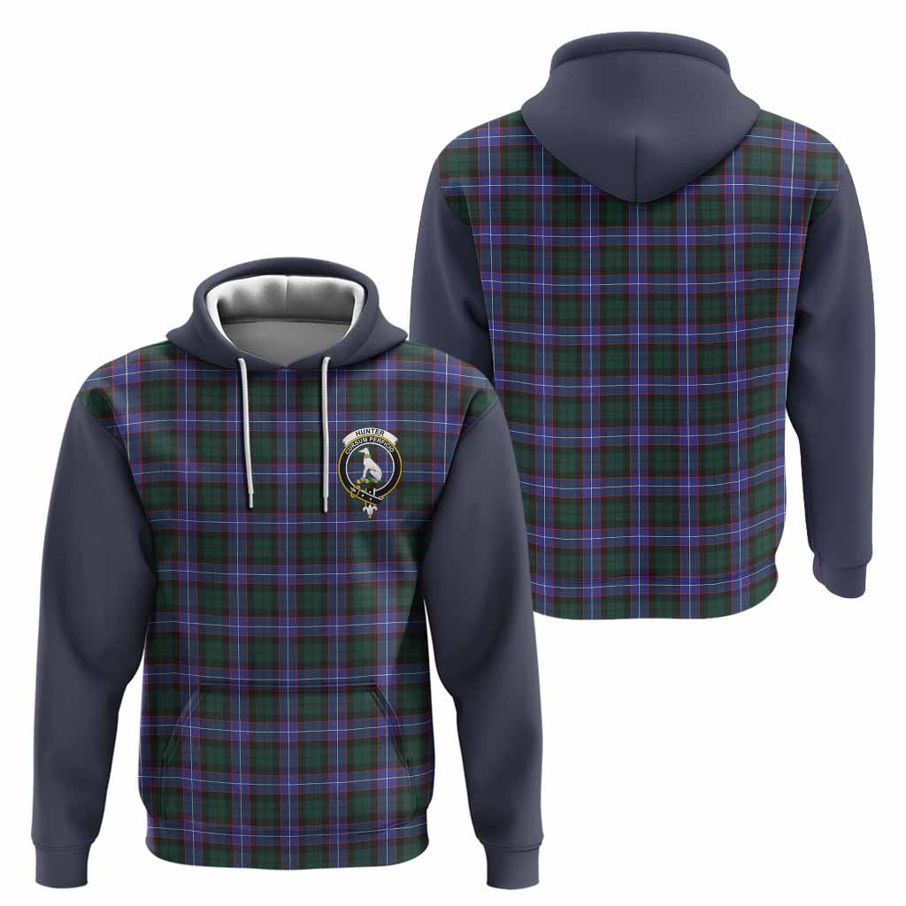 Hunter (Hunterston) Tartan Accent Hoodie with Family Crest