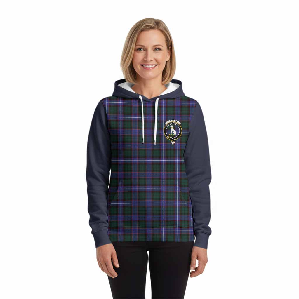 Hunter (Hunterston) Tartan Accent Hoodie with Family Crest