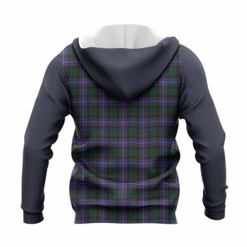 Hunter (Hunterston) Tartan Accent Knitted Hoodie with Family Crest