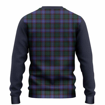 Hunter (Hunterston) Tartan Accent Knitted Sweater with Family Crest