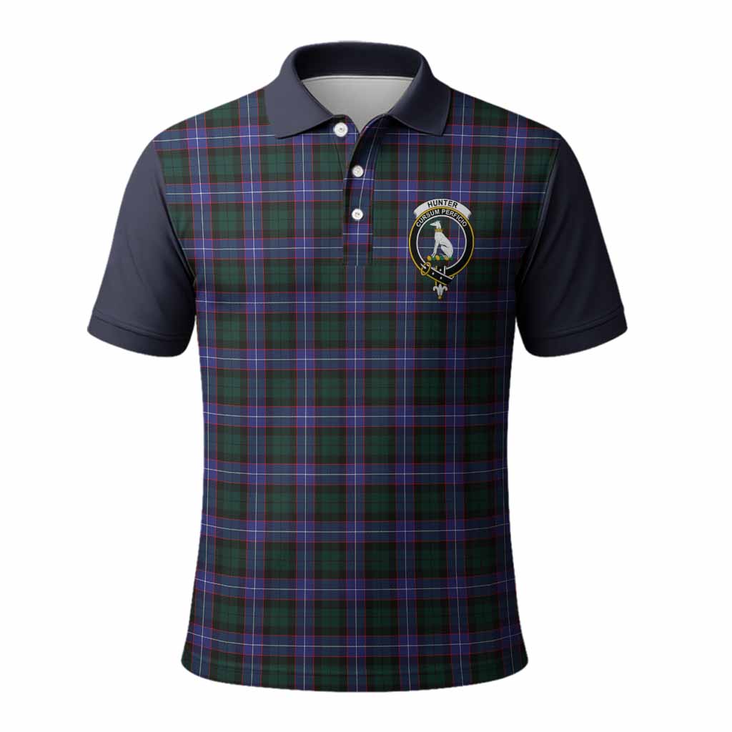 Hunter (Hunterston) Tartan Accent Polo Shirt with Family Crest