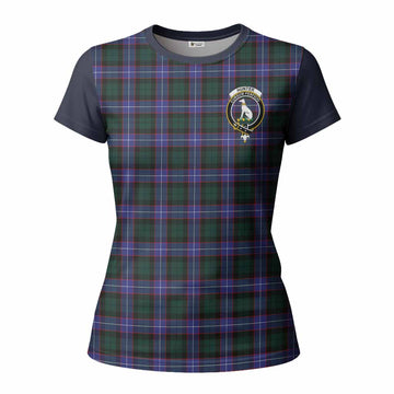 Hunter (Hunterston) Tartan Accent Women T shirt with Family Crest