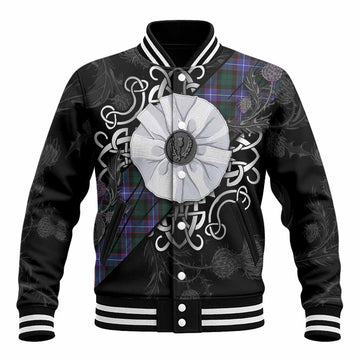 Hunter (Hunterston) Tartan Baseball Jacket Jacobite White Rose Unisex - Tartan Vibes Clothing