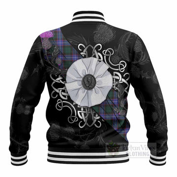 Hunter (Hunterston) Tartan Baseball Jacket Jacobite White Rose - Tartan Vibes Clothing